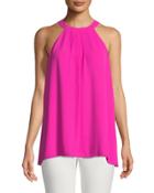 Halter-neck Pleated-front Blouse