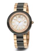 Cavo 43mm Diamond Watch W/ Ceramic Bracelet Strap, Black/rose