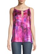 Faline Printed-satin Tiered Blouse