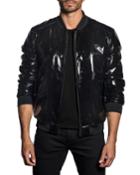 Men's Patent Faux-leather Bomber Jacket
