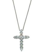 18k White Gold Diamond Cross Pendant Necklace,