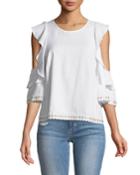 Aline Cold-shoulder Blouse With Grommet Trim