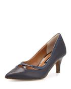Viktoria Crisscross Leather Pump, Navy
