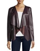 Vegan Leather Ruffle Jacket, Wine