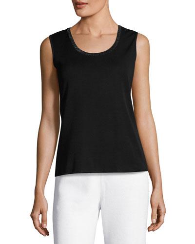 Embellished-neck Knit Tank
