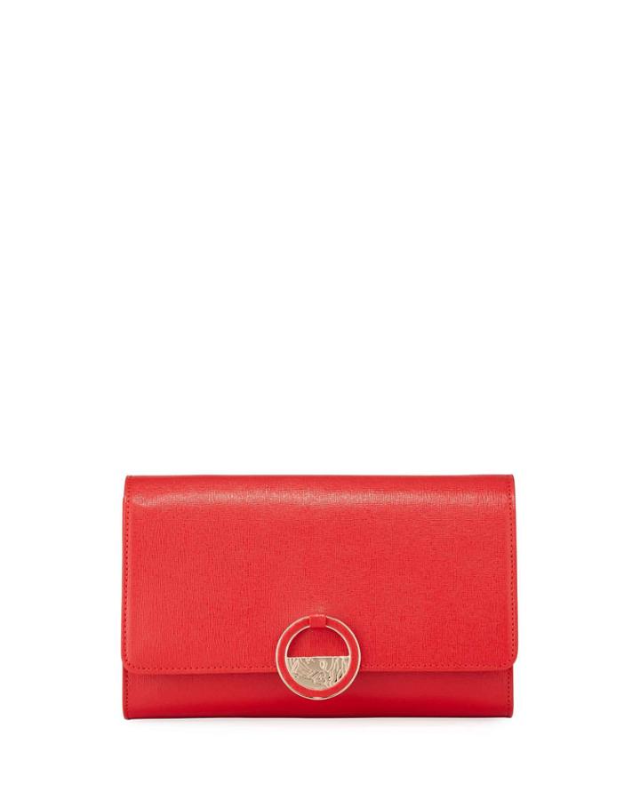 Small Saffiano Crossbody Bag, Red