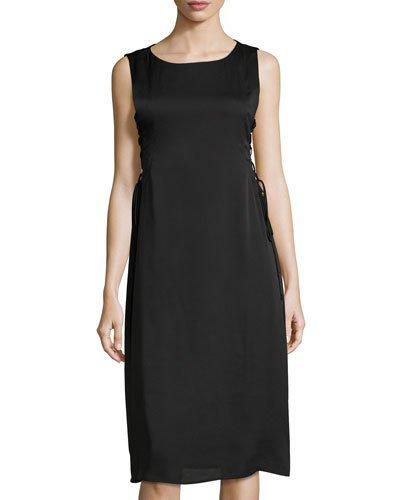 Lace-up Side Woven Cocktail Dress
