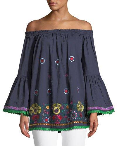 Alana Off-the-shoulder Embroidered Folk Blouse