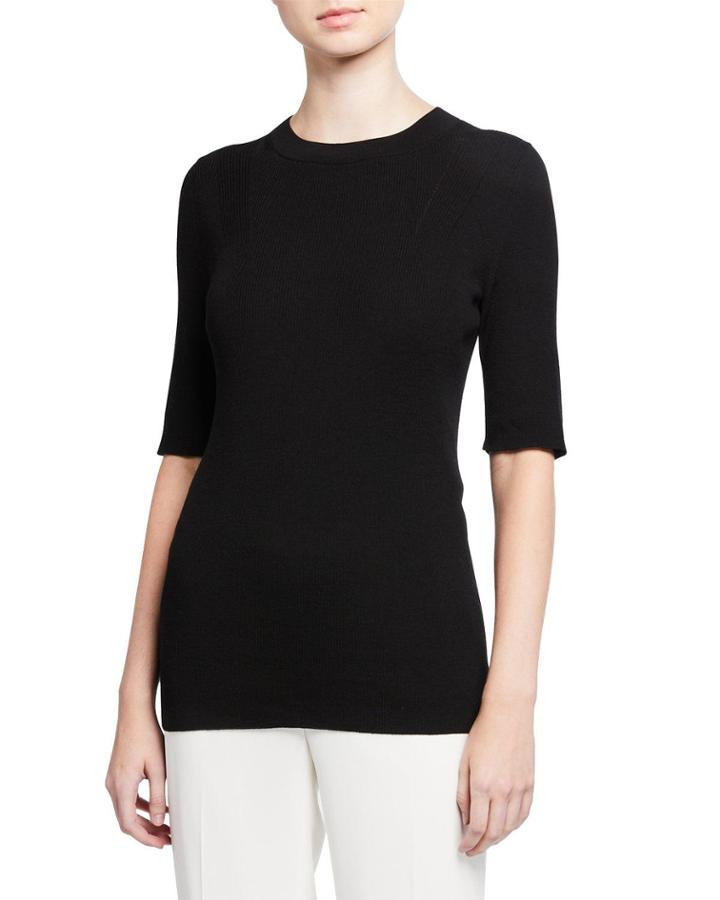 Fine Gauge Merino Skinny Rib Short-sleeve