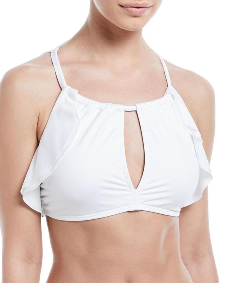 High-neck Ruffle Crop