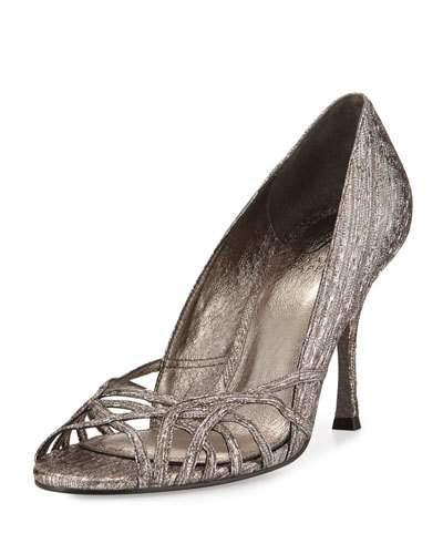 Fallon Strappy Open-toe Evening Pump, Gunmetal