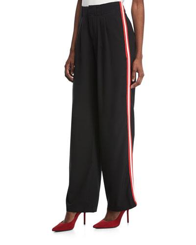 Athletic-stripe Wide-leg Pants