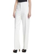 Stretch-cady Straight-leg Trousers, White