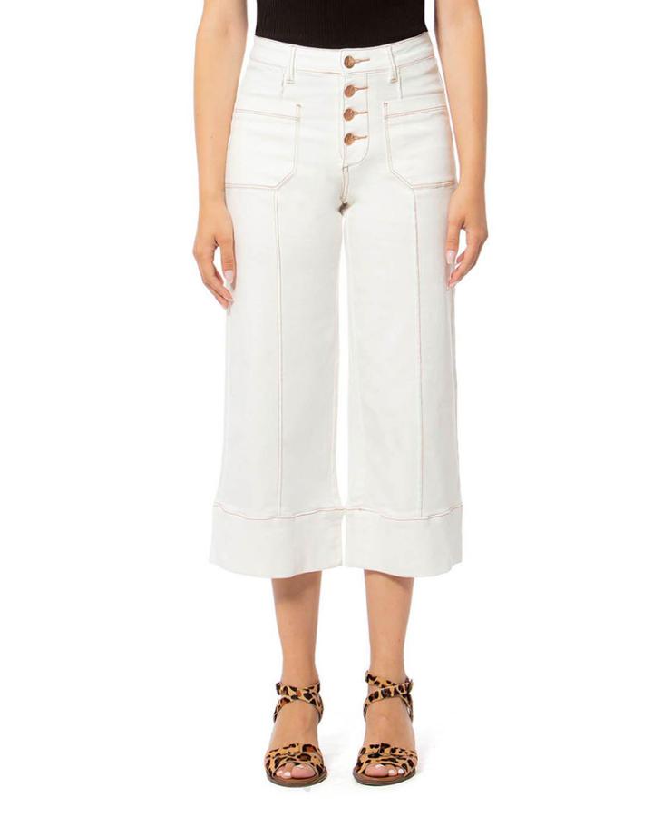 Casey Topstitch Wide-leg Denim Pants