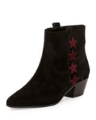 Wyatt Suede Star Western Bootie, Black