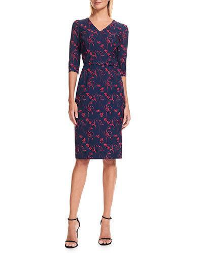 3/4 Sleeve Floral-print
