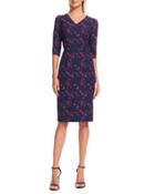 3/4 Sleeve Floral-print