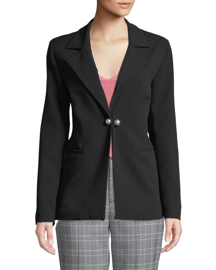 Pearlescent-button Seamed Crepe Blazer