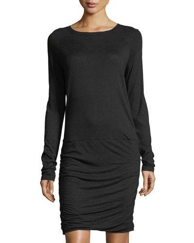 Raglan-sleeve Ruched-hem Jersey Dress