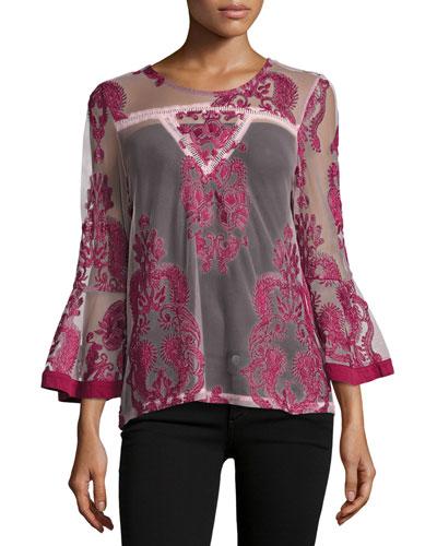 The Sweetest Sound Mesh Top, Red Pattern