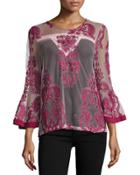 The Sweetest Sound Mesh Top, Red Pattern