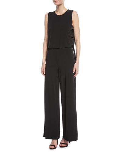 Wide-leg Lace-up Jumpsuit