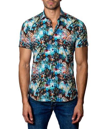 Leaf-print Short-sleeve