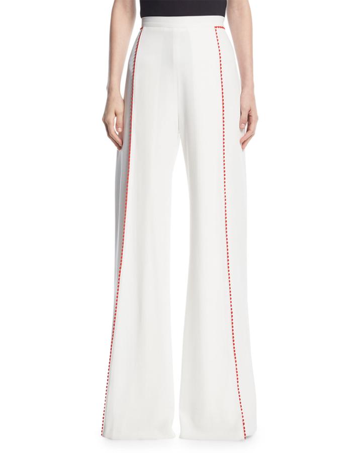 Chan Chan Pompom-trim Wide-leg Pants