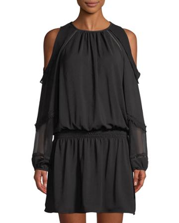 Duffy Cold-shoulder Chiffon Dress