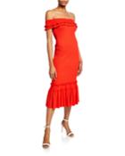 Off-the-shoulder Ruffle Midi