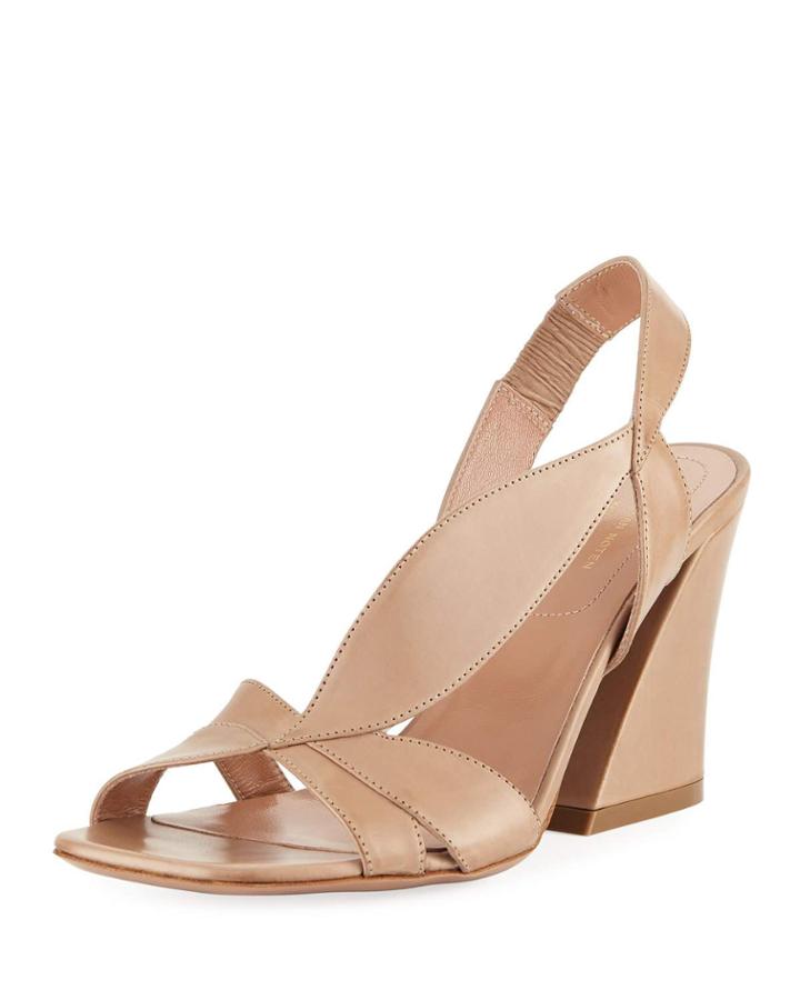 Asymmetric Napa Leather Chunky-heel