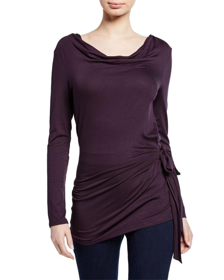 Long-sleeve Side-tie Top, Pine