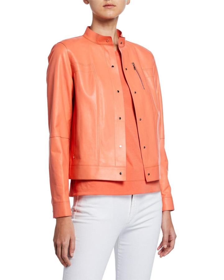 Galicia Button-front Glazed Weightless Lambskin