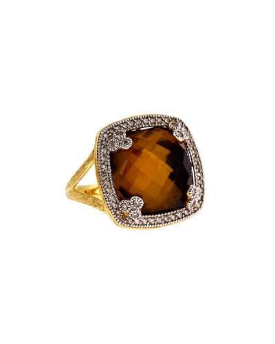 18k Champagne Citrine & Diamond Cocktail Ring,