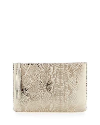 Ellie Snake-embossed Tassel Clutch Bag