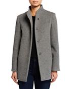 Short Wing-collar Wool-blend Coat
