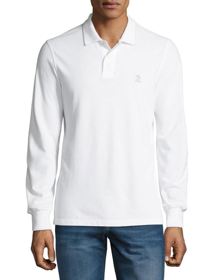 Long-sleeve Embroidered Logo Polo