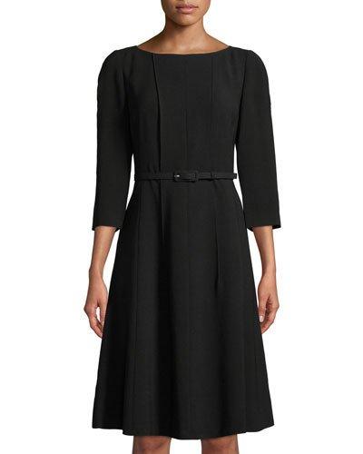 Amalie 3/4 Sleeve A-line Crepe Dress