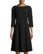 Amalie 3/4 Sleeve A-line Crepe Dress