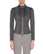 Python Snakeskin Zip-front Fitted Jacket