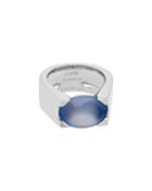 18k White Gold Oval Cabochon Chalcedony Ring,