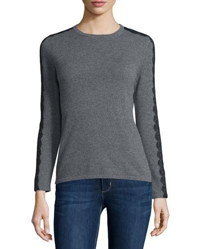 Long-sleeve Crewneck Cashmere Sweater W/