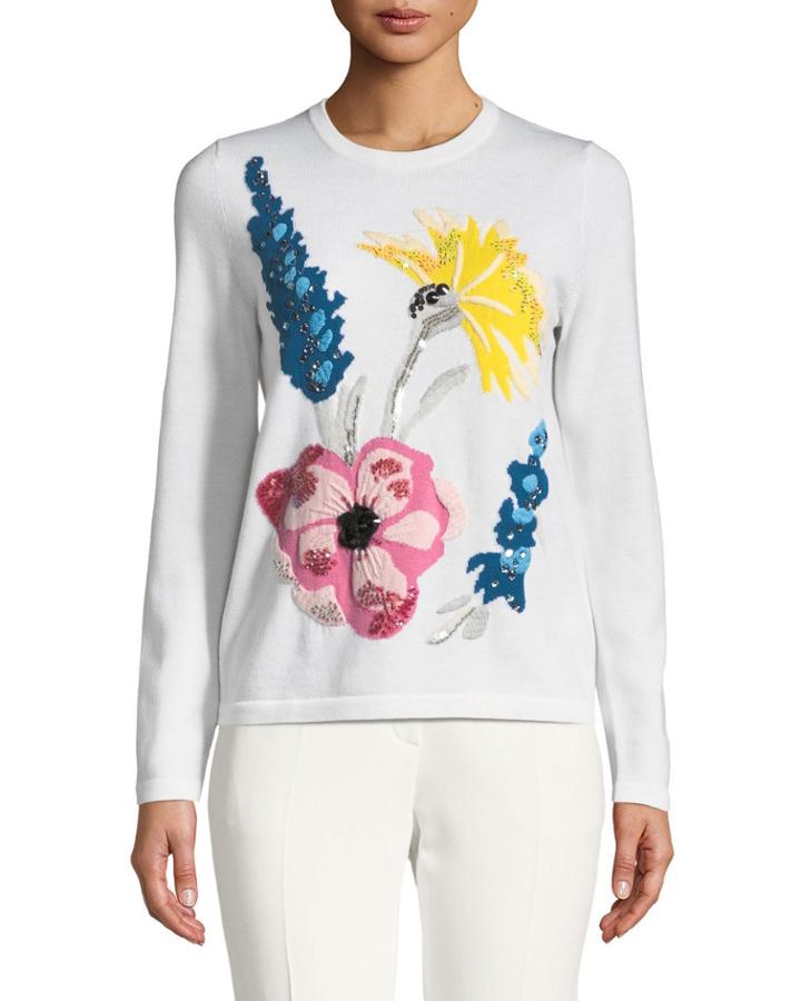 Embroidered-floral Virgin Wool Pullover