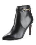 Loveth Side-buckle Leather Bootie, Black