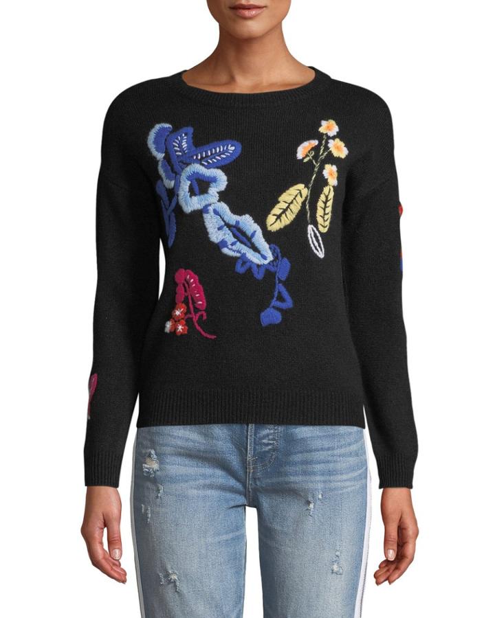 Floral-embroidered Cashmere