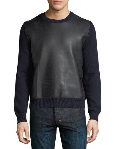 Leather-front Cashmere-blend