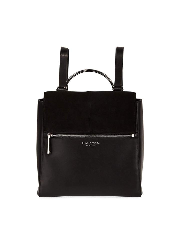 Leather Flap-top Medium Backpack