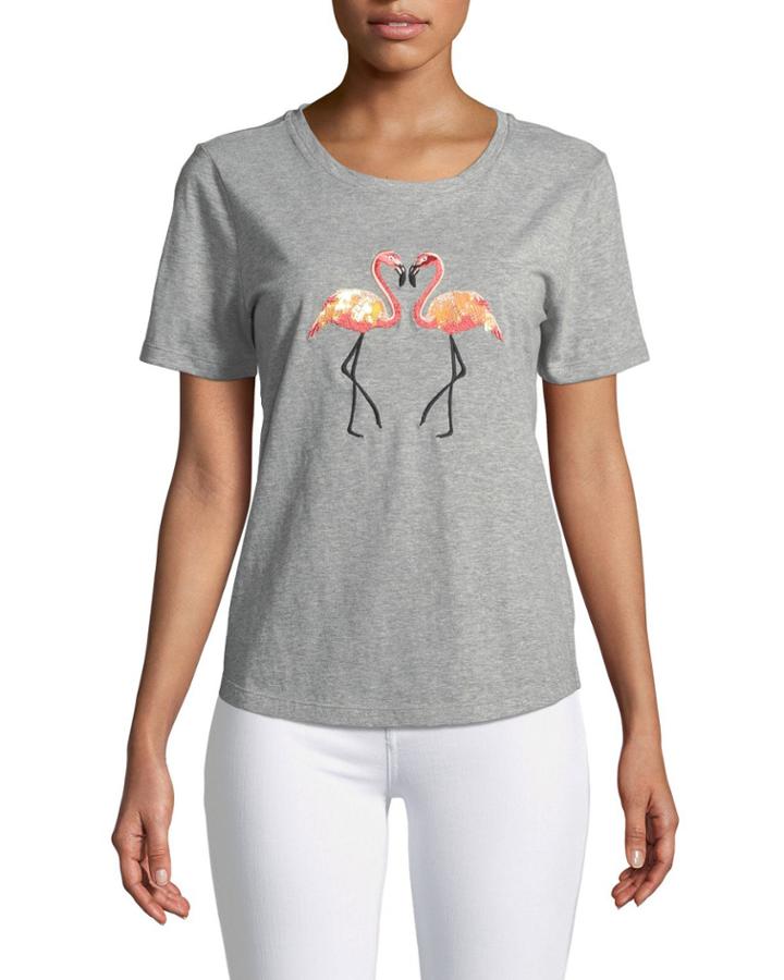 Sequin-flamingo Crewneck Tee