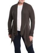 Zip-detail Ribbed Cardigan,