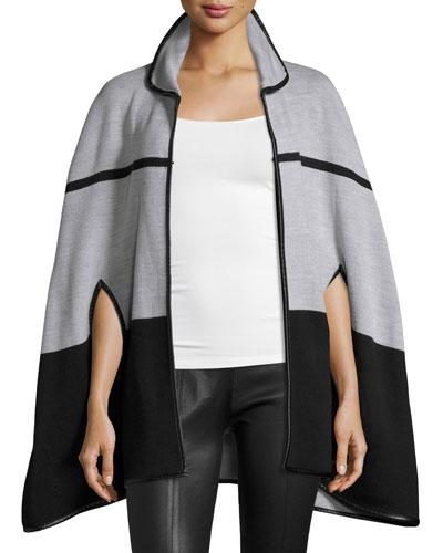 Colorblock Blanket Cardigan, Black/gray